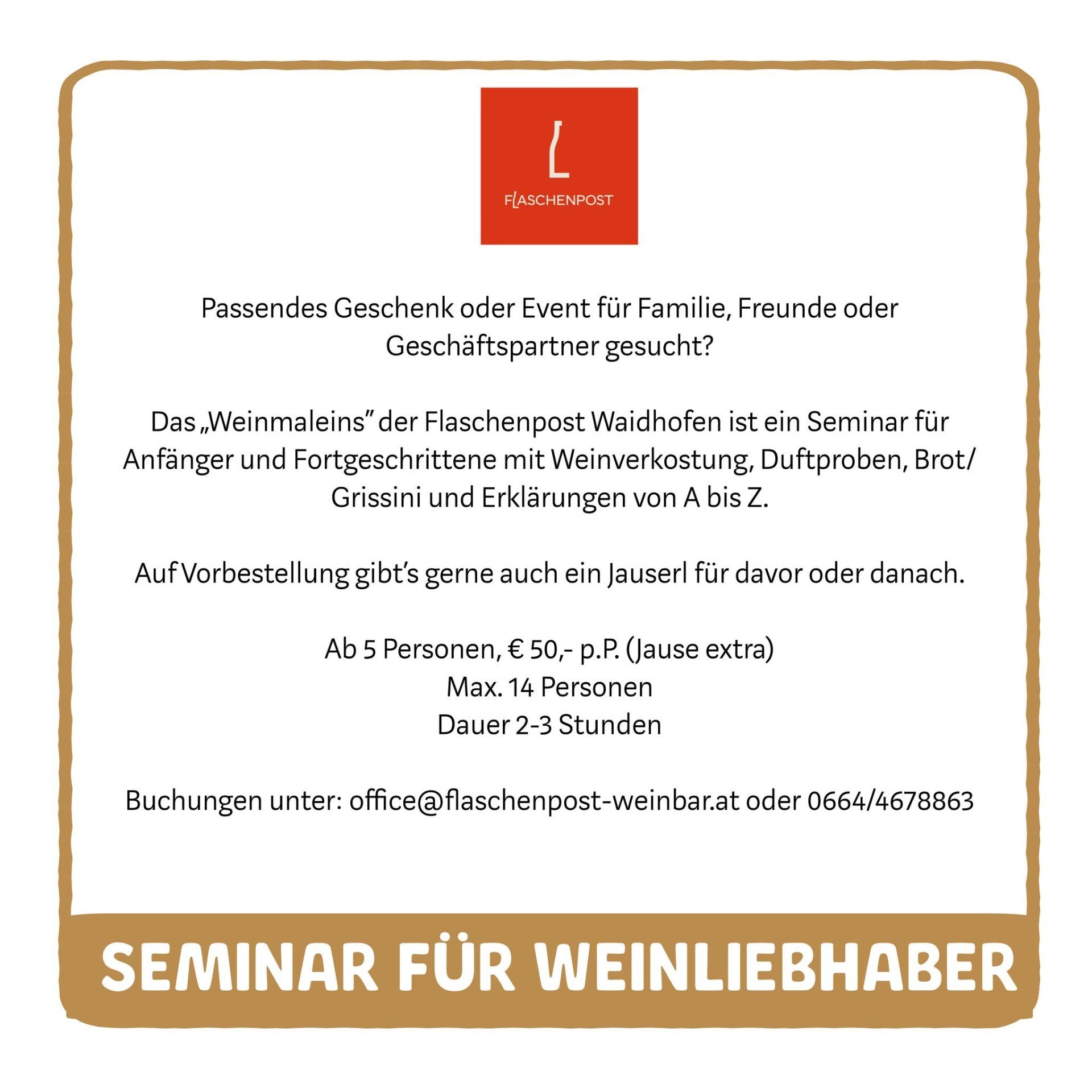 Flyer Seminar für Weinliebhaber